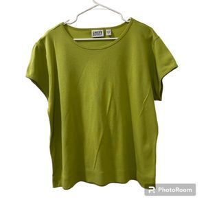 Chicos Design Green Capped Sleeve Cotton Shirt Size 3